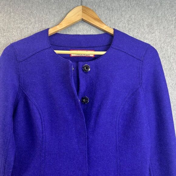 Womens Beyond Threads Small (?) Alpaca Wool Blue Purple Button Front Jacket Coat - Picture 6 of 15